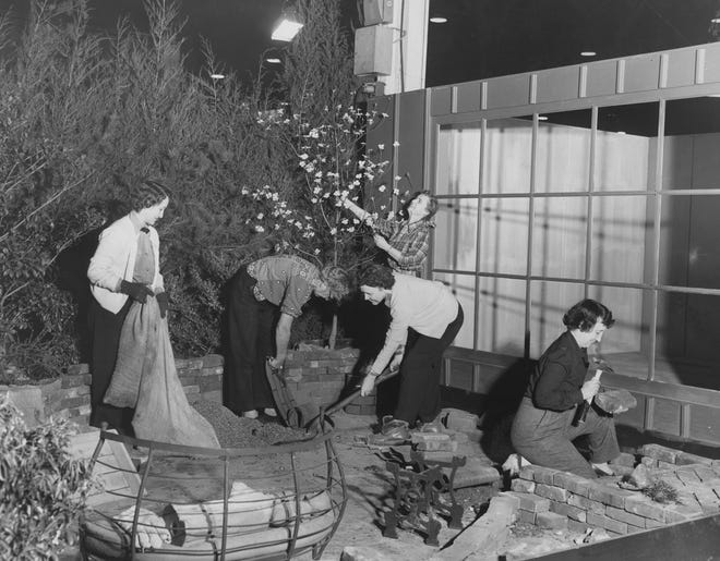 The spade and trowel set up of the 1954 Philadelphia Flower Show.