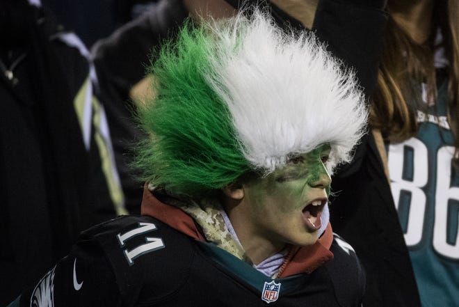 Eagles fans cheer on their team during their NFC Wild Card matchup with the Seattle Seahawks Sunday night at Lincoln Financial Field. The Seahawks defeated the Eagles ending their season 17-9.